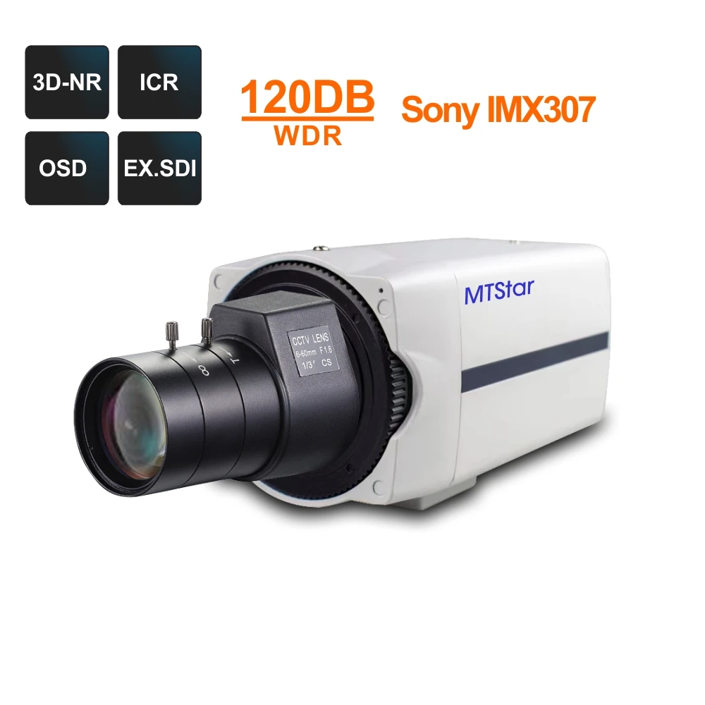 CCTV Camera 120db WDR ICR Motion Detective Full HD 2MP 60FPS Box Camera IP Sony IMX307 Outdoor HD-SDI 1080P Security Camera