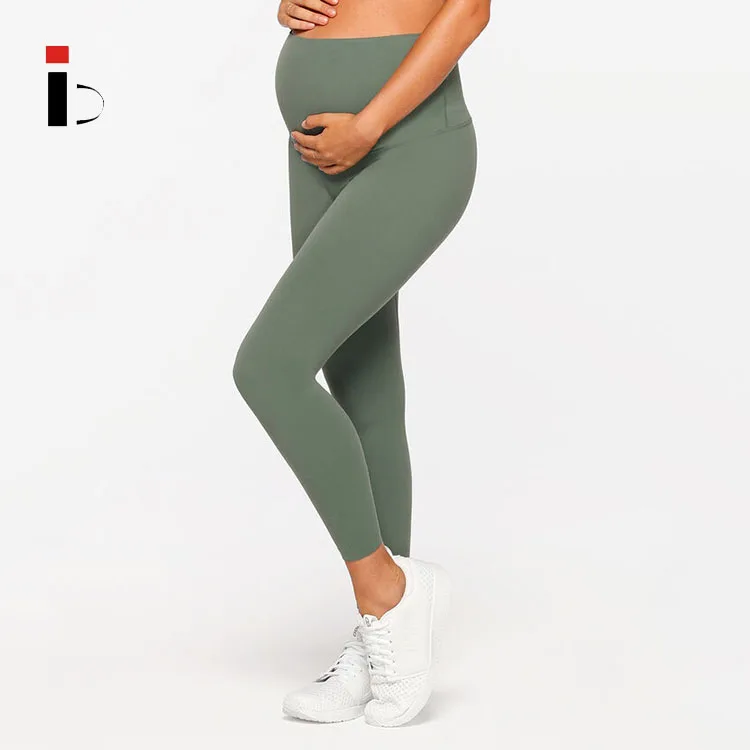 High quality plus size polyester spandex green Maternity Fitness leggings for women matern clothing
