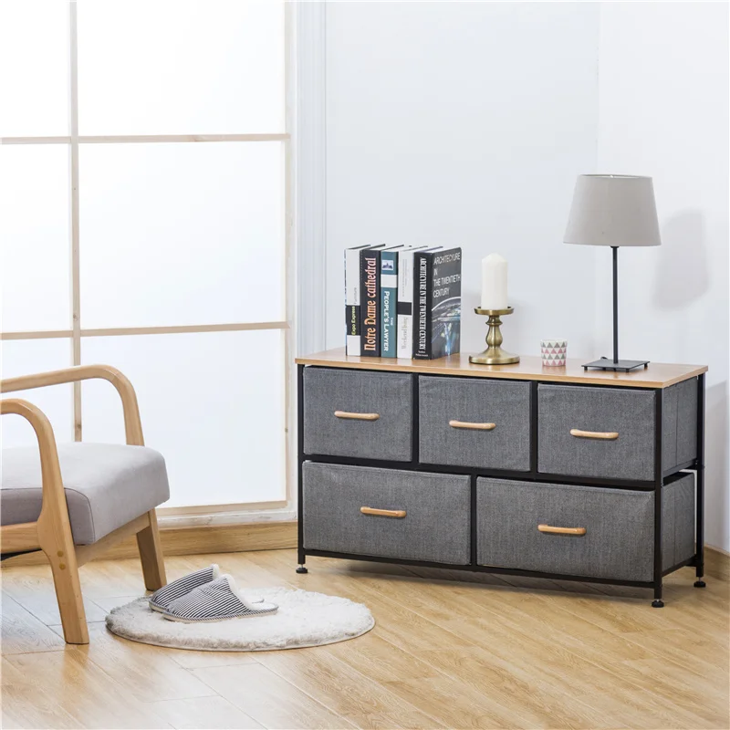 Modern Fabric Household Indoor Organizer Storage Drawers 2 Tier Drawer Dresser Storage Tower