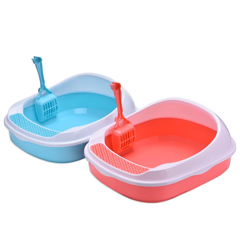 Wholesale Cat Litter Box Custom Semi-closed Colorful Durable Eco-friendly Plastic Toilet Plastic Cat Litter Box