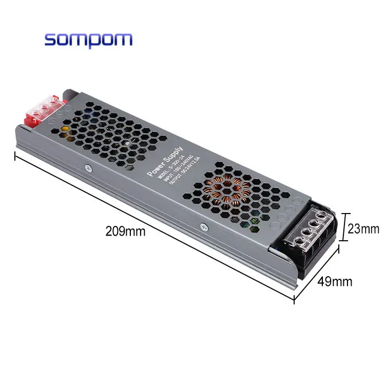 Ultra Thin Slim SMPS LED Driver DC 12V 25A 24V 12.5A 300W Switching Power Supply For Light Box