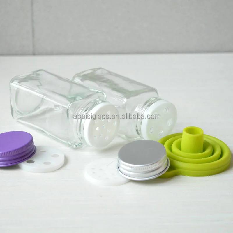 Wholesale 100ml Salt Spice Bottle Pepper Container 4oz Square Spice Jar Glass