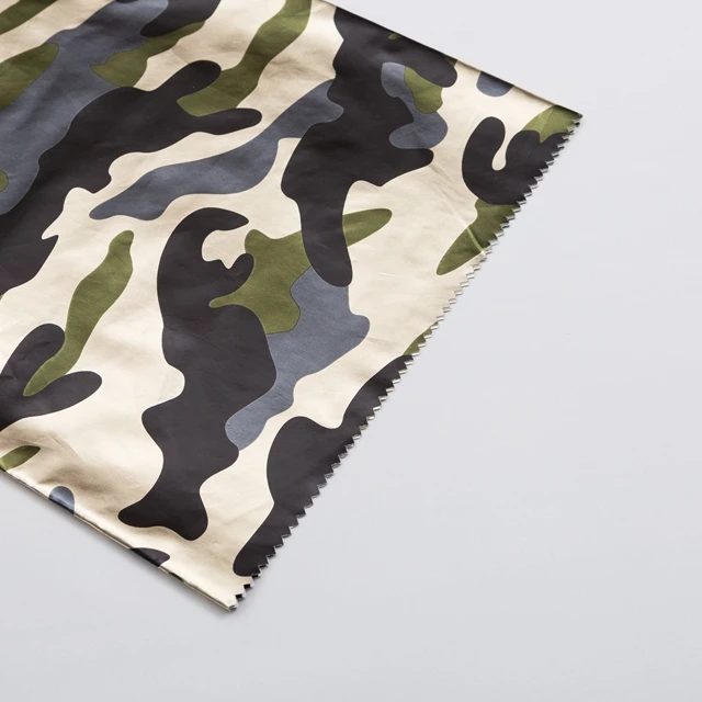 65gsm 100% Polyester camouflage foil coating taffeta Fabric  for garment