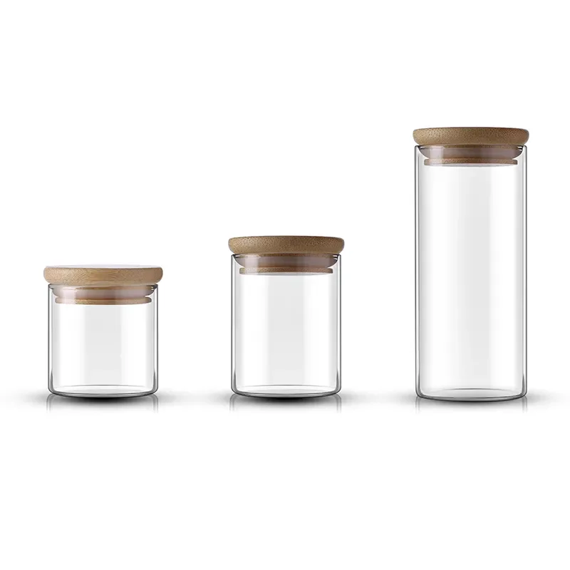 30ml 50ml 90ml food storage jar airtight jars glass jars bamboo lid for candy rice corn spice tea coffee seasoning spice