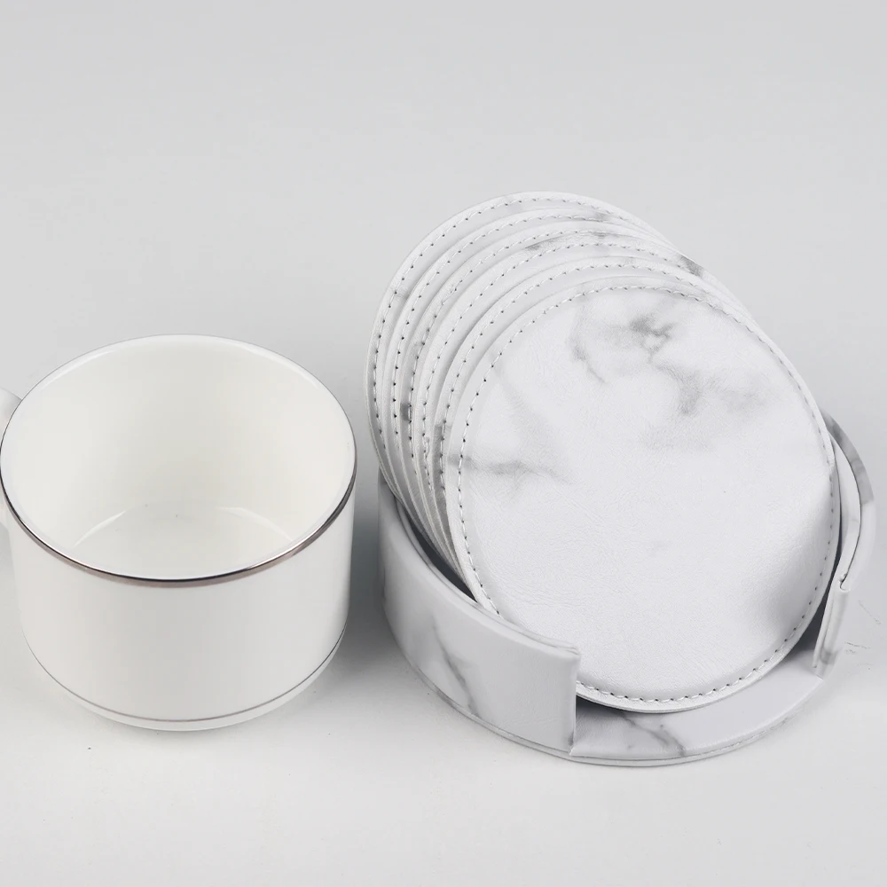 Promotion Gift Set Handmade Bear Coffee Tea Mug Pad White Marble Coaster With Holder