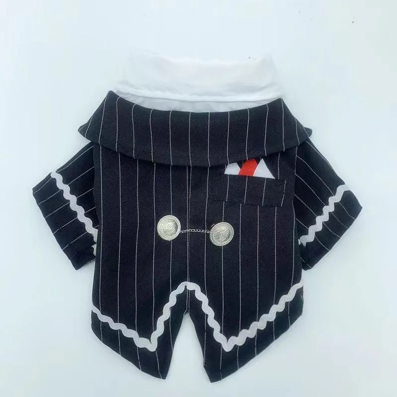 Dog Shirt Puppy Pet Small Dog Clothes, Stylish Suit Bow Tie Costume, Wedding Shirt Formal Tuxedo with Black Tie