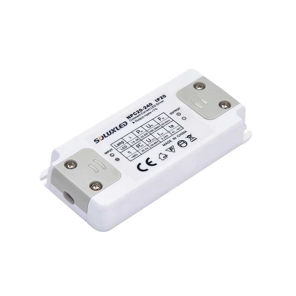 Ultra thin led driver 20W 36-85VDC 240mA no flicker power supply IP20