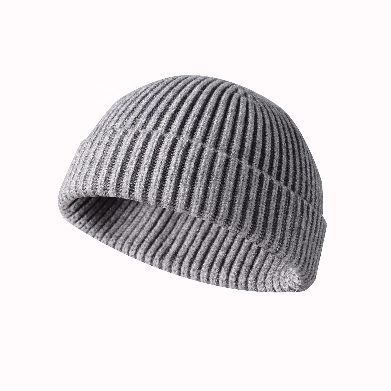 Custom Knit Cuffed Wool Slouchy Beanie,Streetwear Private Woven Label Logo Beanies,Fisherman Skull Hats Winter Cap