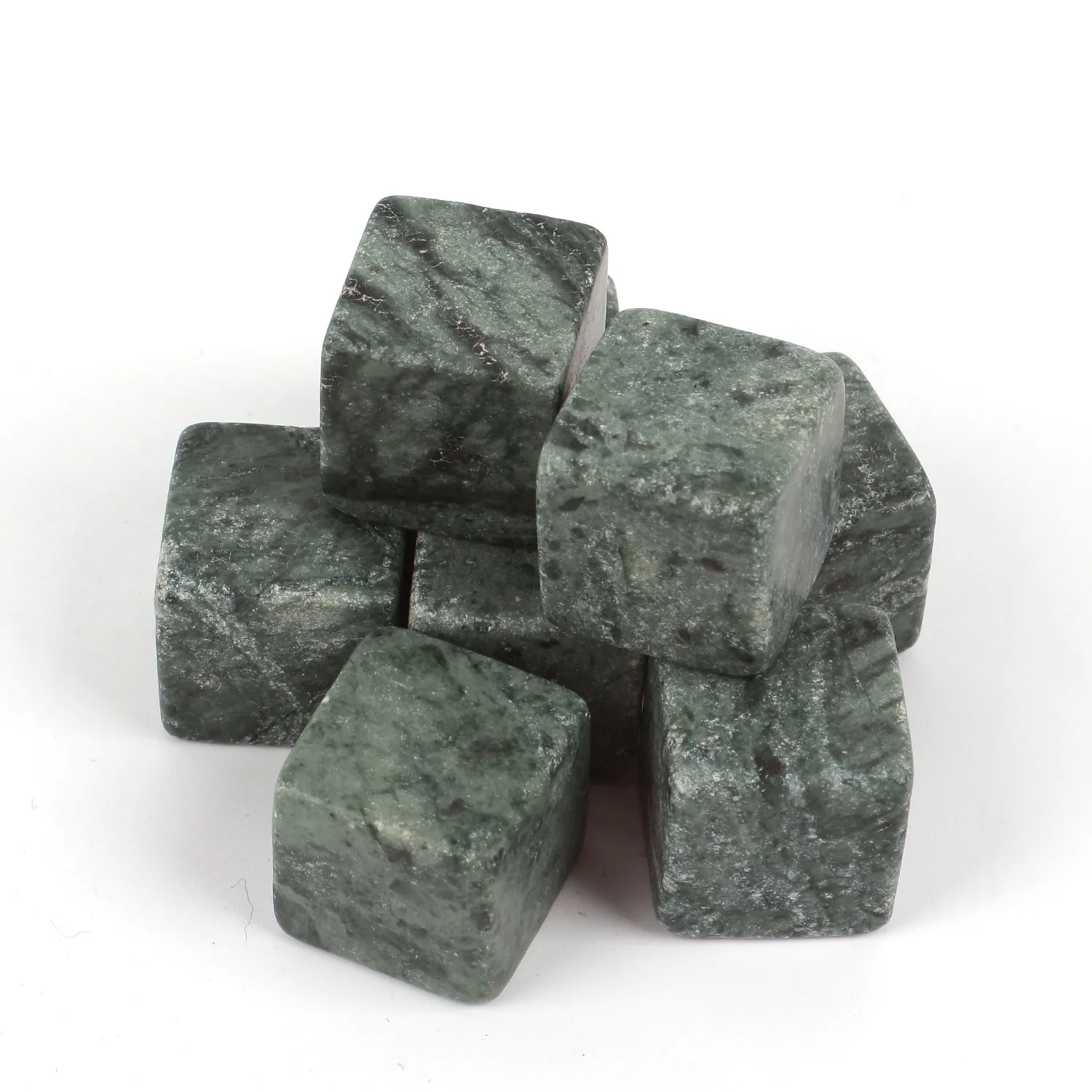 8pcs Whiskey Stone Rocks,Beverage Chilling Rocks,Reusable Cooling Stone Cube with Ice Tongs (Dark Green, Marble)