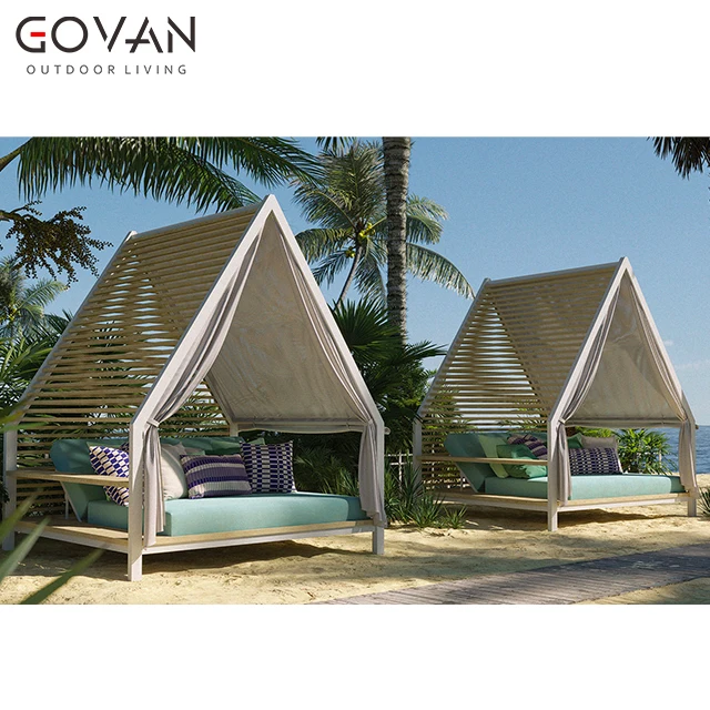 
Luxurious Design Hotel Garden Beach Sunbed Outdoor Furniture Aluminum Double Daybed 