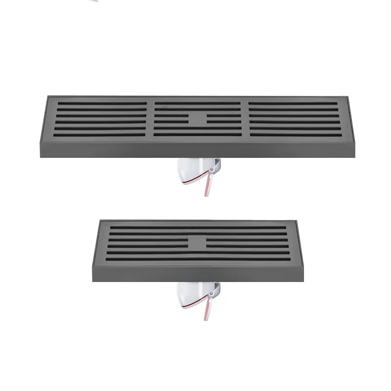 Modern bathroom water grate anti odor rectangular matte black stainless steel long linear floor shower drain