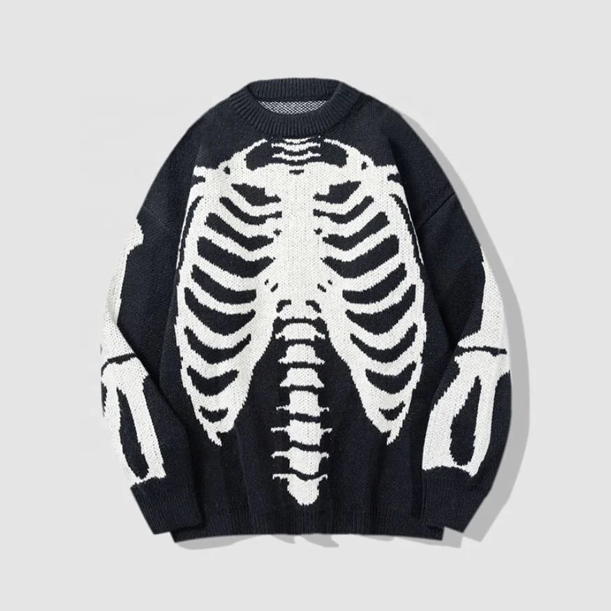 2022 Custom LOGO OEM & ODM men sweater Jacquard pullover knitwear cotton Knitted Long Sleeve knit crew neck sweater men