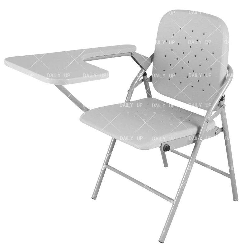 Office Conference Room Chair Upholstered PU Seat Chair with Wooden Writing Board Folding Cushion Chair