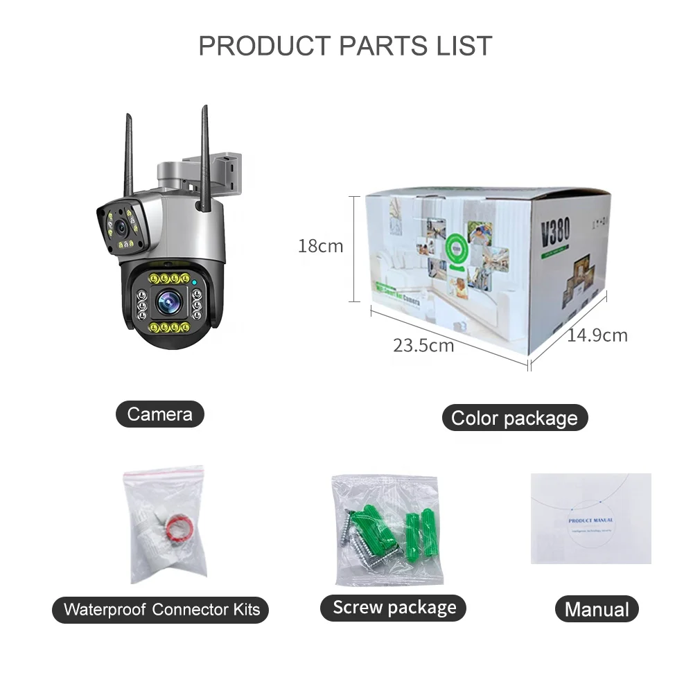 Outdoor Dual Lens Human Detection Camera System Waterproof Network CCTV Bullet PTZ Wifi Camera