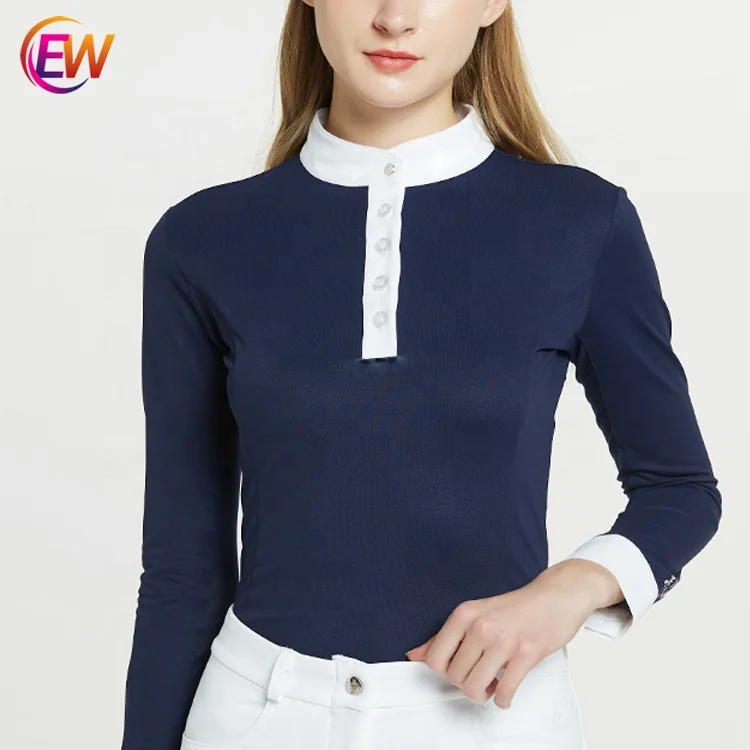 High Quality Dry Fit Fabric Long Sleeve Equestrian Show Shirts