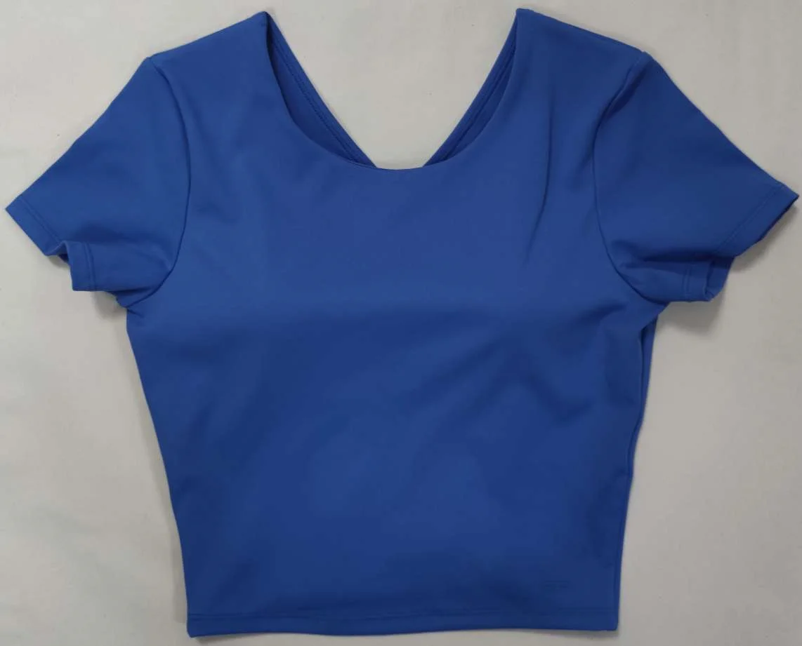 Custom Women Quick Dry training Fitness Short Sleeve Crop Top Shirts Workout Seamless Yoga T Shirt With Built In Bra Activewear