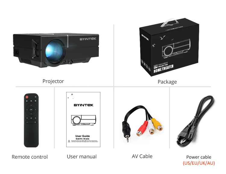 BYINTEK K18 дешевые мини-проектор 720P Портативный светодиодный проектор Hd портативный видео для домашнего кинотеатра
