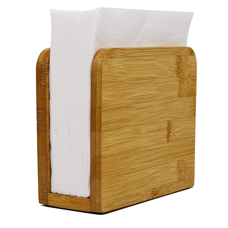 Custom Country Rustic Farmhouse Bamboo Napkin Holder Freestanding Tissue Dispenser for Kitchen