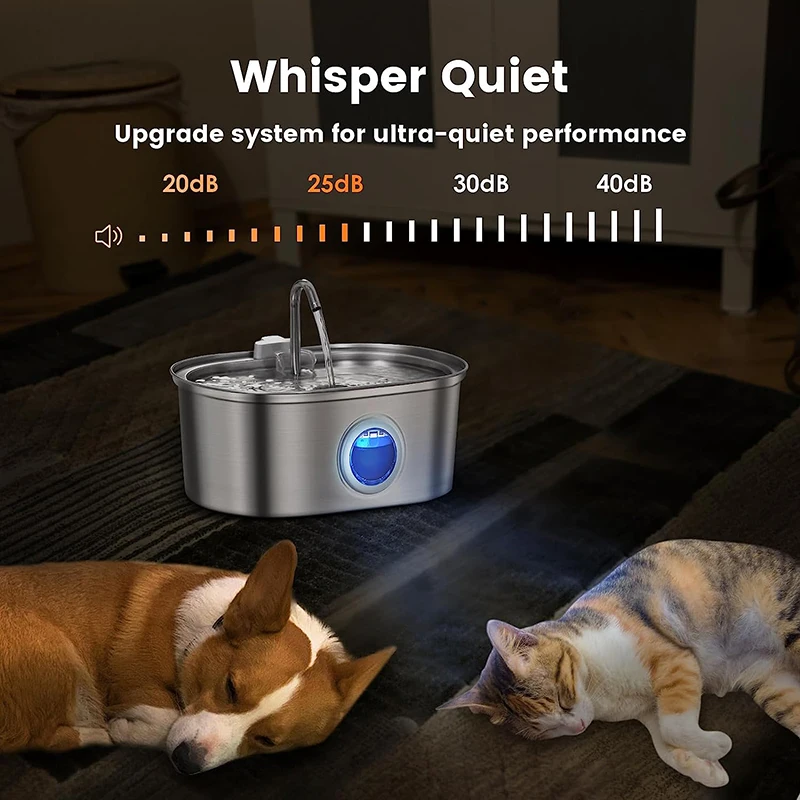 Smart 100% safely 304 Stainless Steel Automatic 3.2 L Pet Dog Cat Water Dispenser Drinking Cat Water Fountain for Pet
