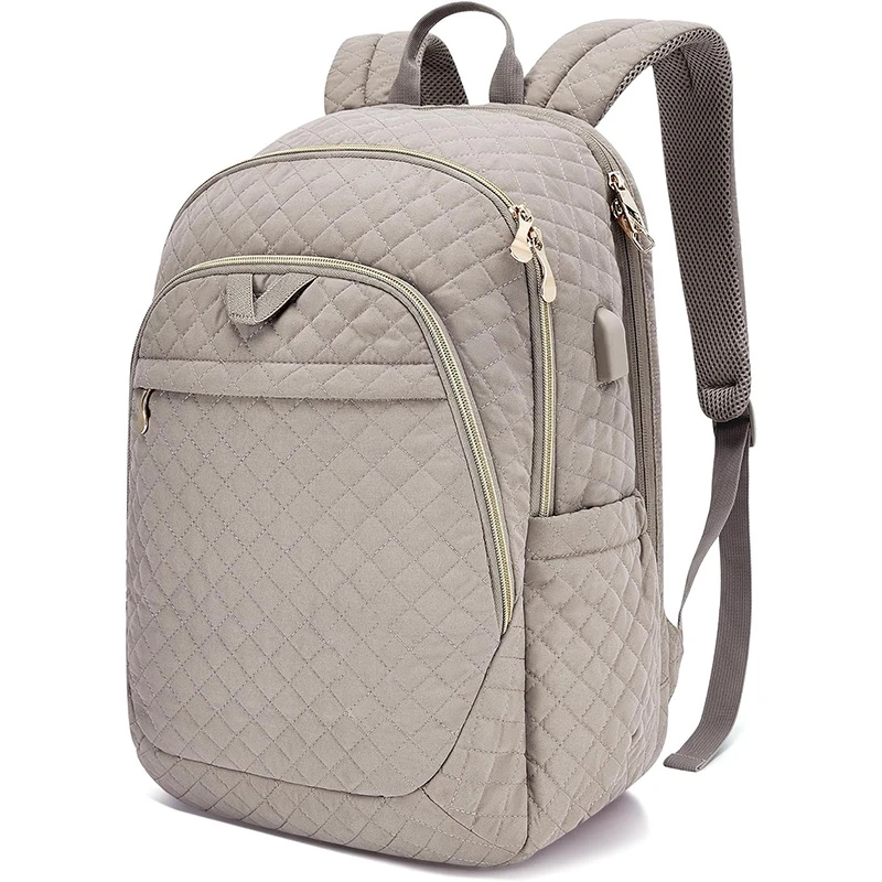 New style large capacity charging port is made  wear resistant waterproof fabric laptop backpack for women.