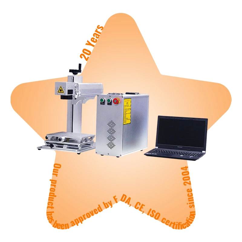 Easy Operate 20W 30W 50W Deep Engraving Ezcad Software Fiber Laser Marking Machine With Rotary Motor