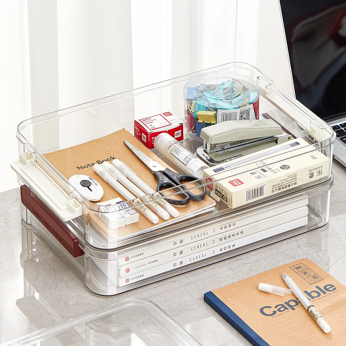 Large Size PET Transparent Document Storage Box Home Drawer A4 Classification Plastic Office Data Storage Container