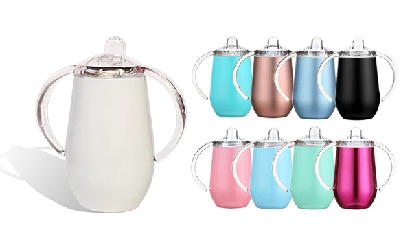Customized 300ml double wall bpa free sippy kids tumbler wholesale stainless steel reusable portable vacuum drink sippy cups