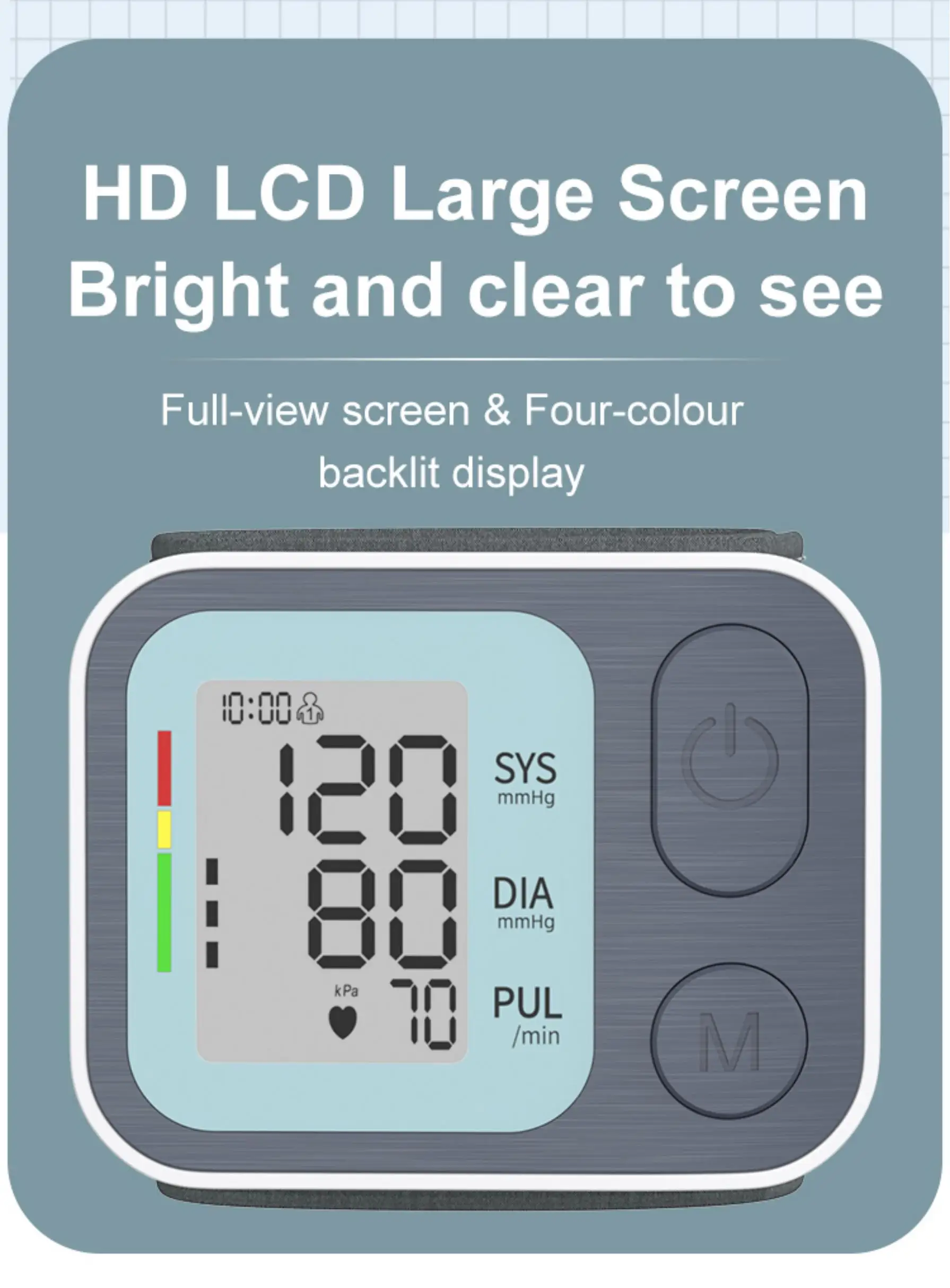 Portable Wrist Blood Pressure Machine Digital Sphygmomanometer Tensiometros Automatic BP Cuff Monitors with Irregular Heartbeat