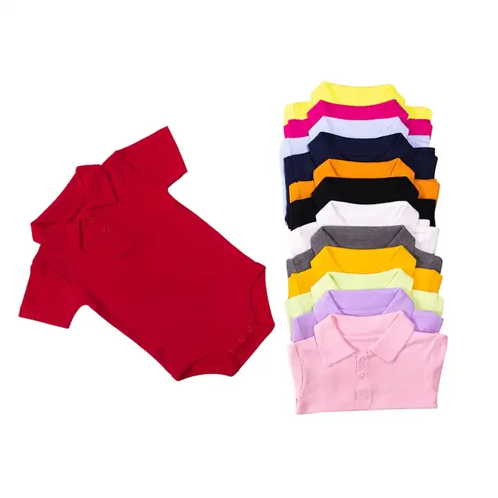 organic cotton short sleeve Polo collar baby body suit jumpsuit Newborn Polo shirt Romper