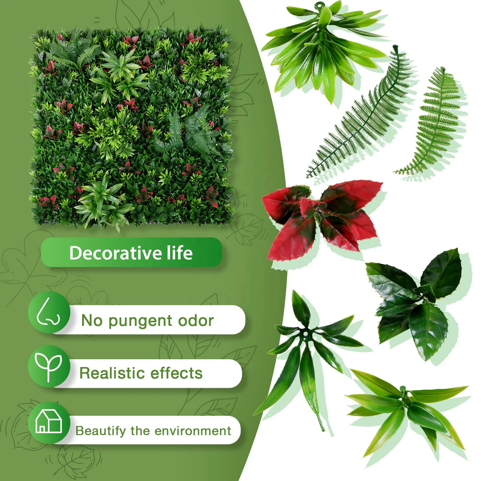 SKYJADE Splendid 100*100cm Artificial Grass & Outdoor Plant Decoration Wall Boxwood Splicing Indoor Luxury Moss Plastic Powder