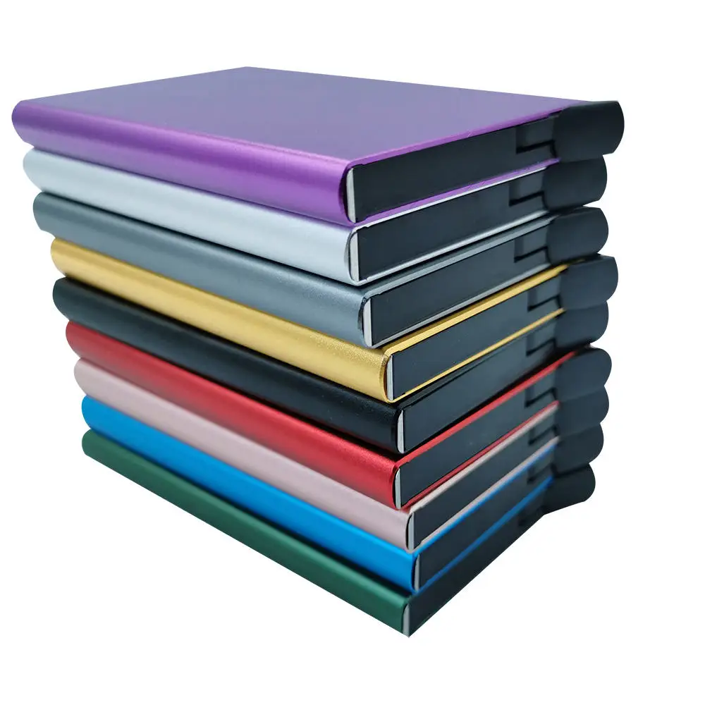 Custom Laser Logo Business Gifts Pop up Card Holder Aluminum Metal RFID Blocking Popup Mens Credit Card Holder