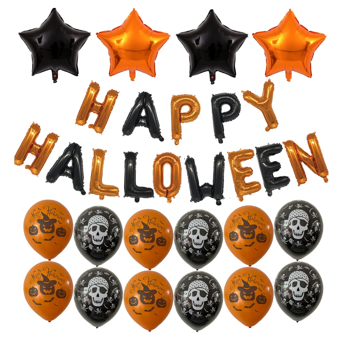 
Happy Halloween Balloon Banner with Latex Balloons Halloween Party Decoration Supplies Printed Napkin Pirate Balloons 