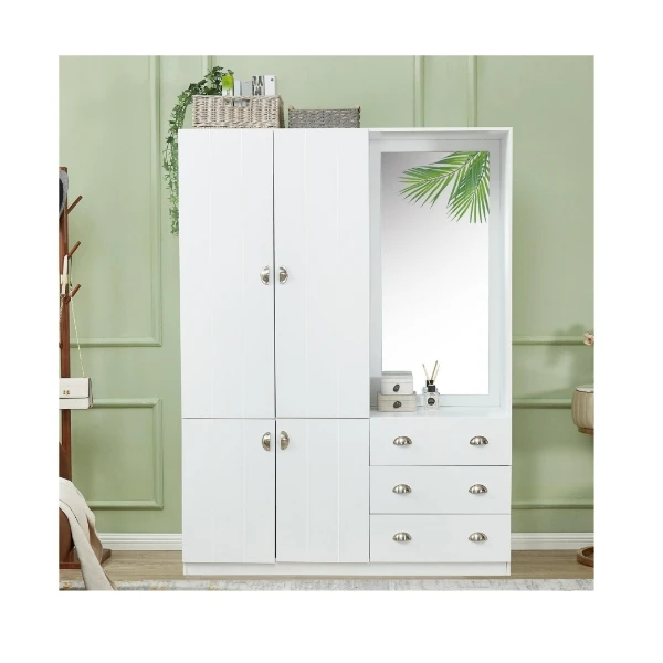 Белый MDF OEM зеркальный шкаф из массива дерева шкаф для хранения картонный шкаф мебель для спальни с зеркалом