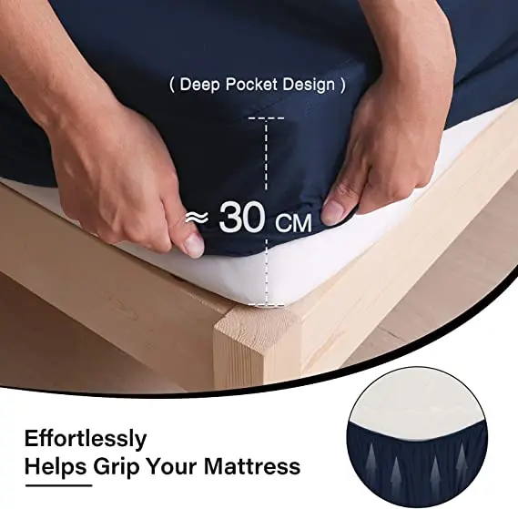 Navy Waterproof Mattress Protector Queen Encasement Plastic Twin Full King Calking Mattress Cover Fitted Sheet Bed with Elastic