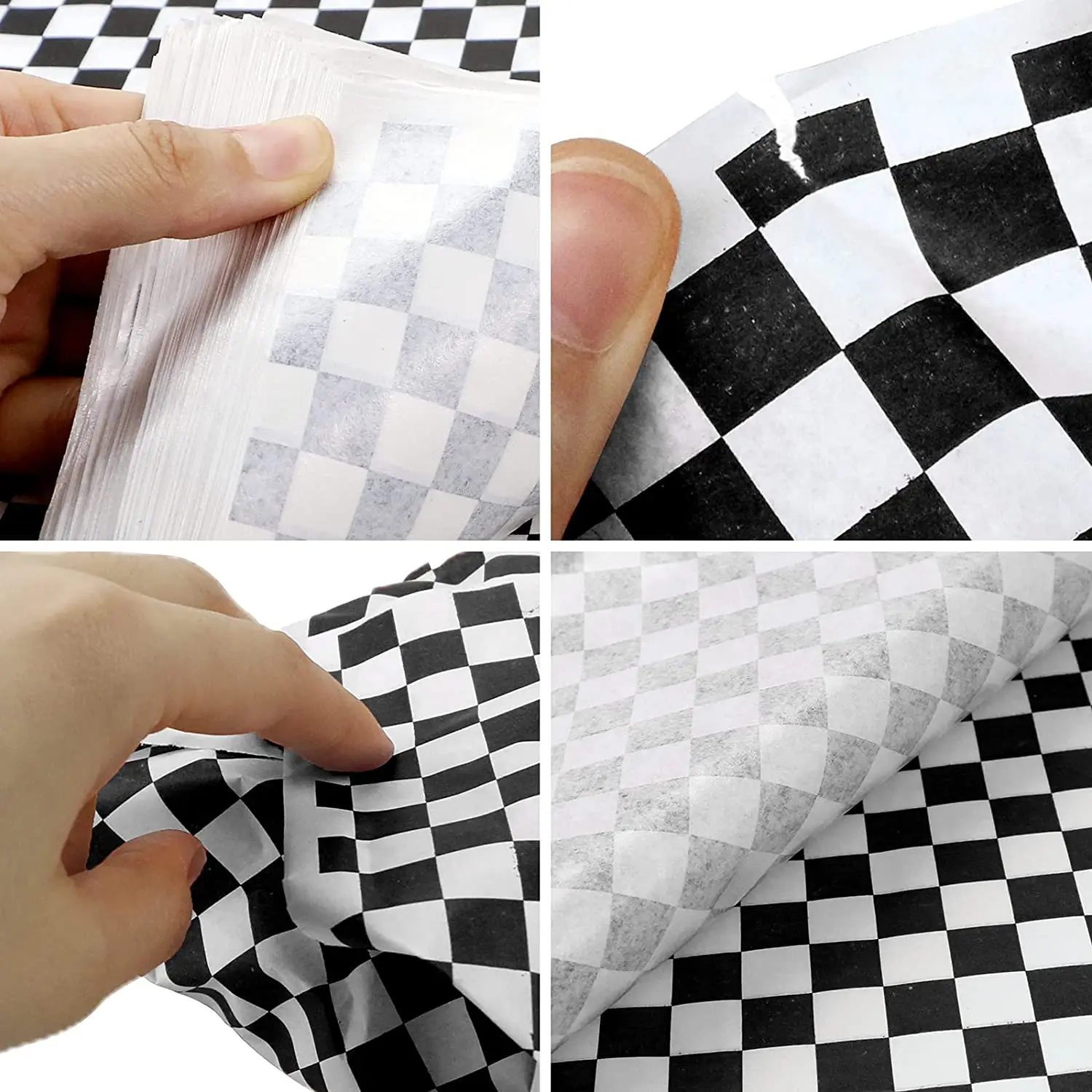Checkered Dry Waxed Deli Paper Sheets Liners Custom Print Burger Wrapping Paper