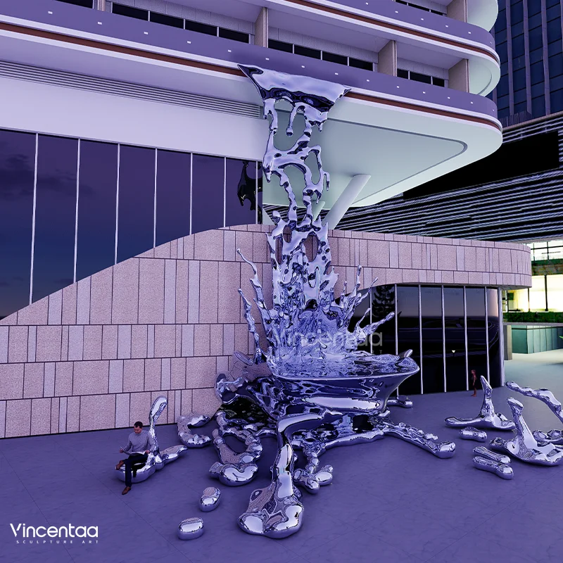 Modern garden decor stainless steel water drop sculpture for hotel decor