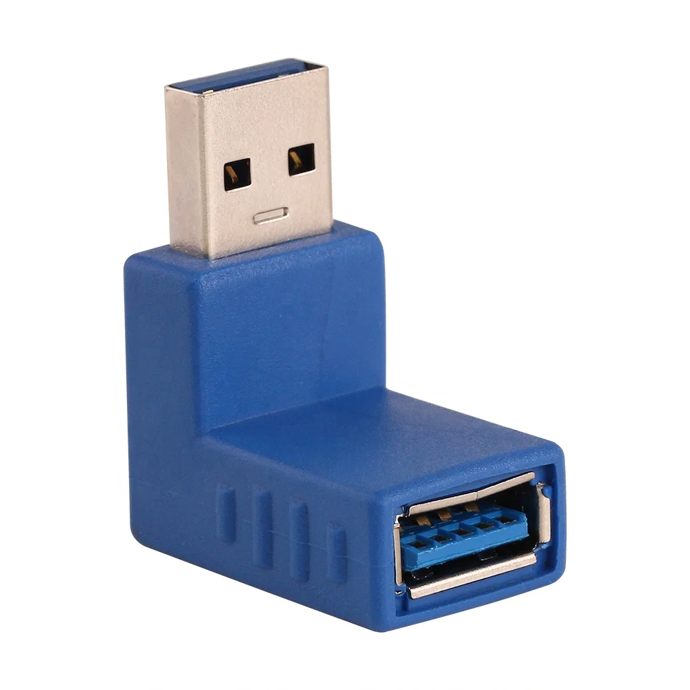 Синий 90 градусов прямоугольный Переходник USB 3 0 A папа-мама для ноутбука и