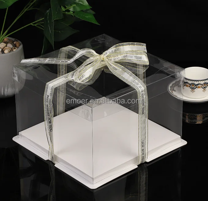 10 inch transparent PET cake box with thick board