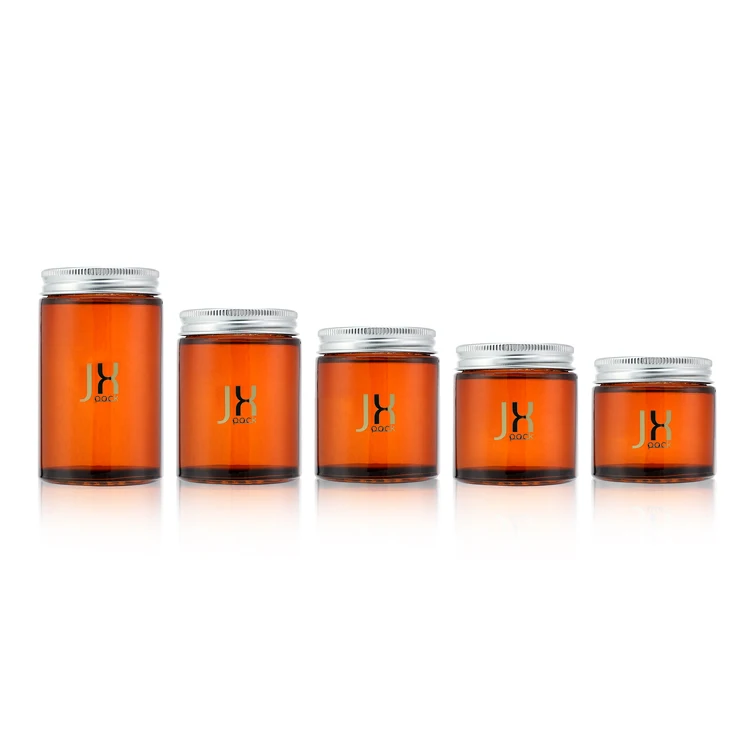 Wide Mouth Round Amber Airtight Storage Jar Kitchen Tea Food Container Glass with Aluminum Lid