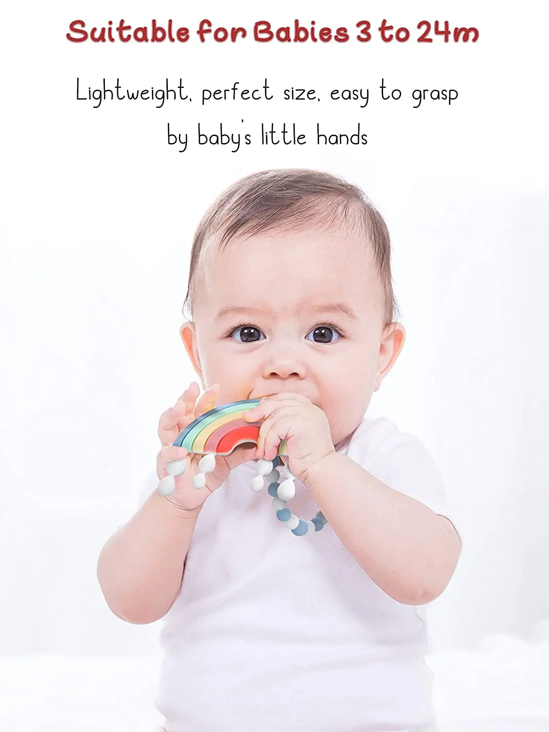 High Quality Silicone Teether Bpa Free Baby Chew Soft Rainbow Teether Toys