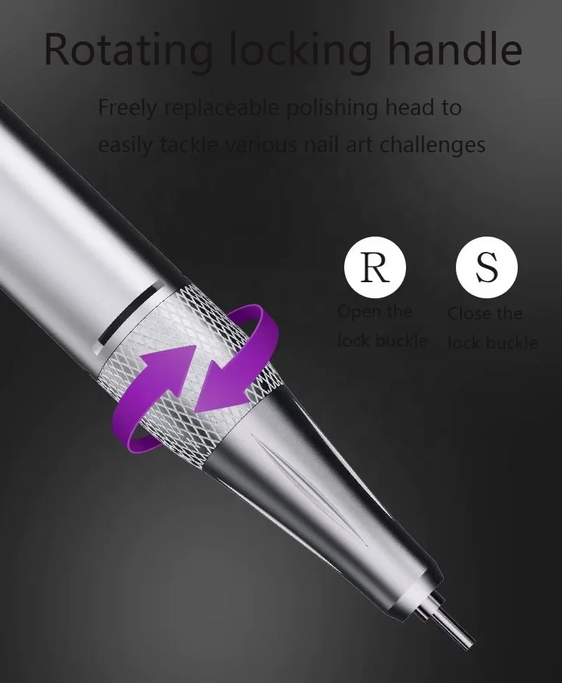 High Speed 35000 Professional Nail Polish Machine Edge Mounting Drill Design Charging Grinder Nail Polish Remover Polisher