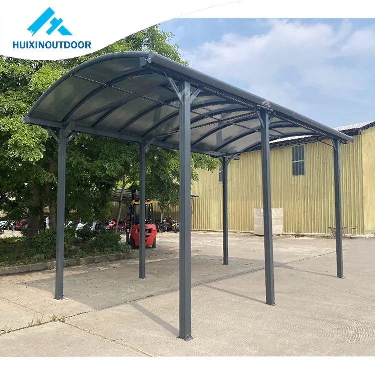 Wind resistant material kit car parking for rv free standing hollow single car port curved custom canpony transparent carport