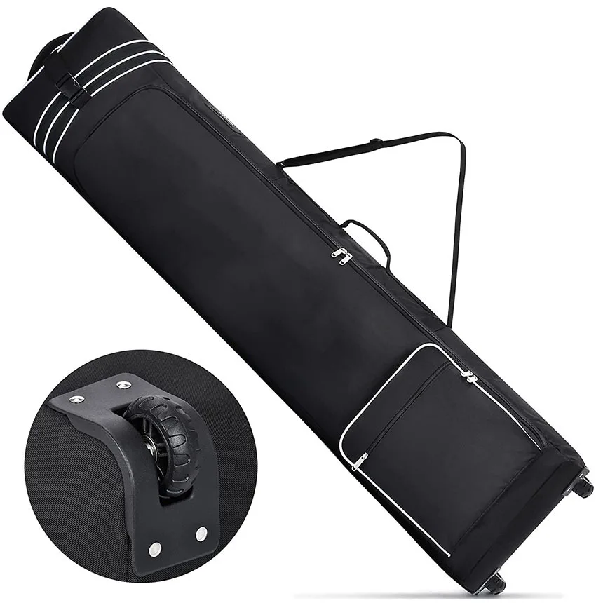 Водонепроницаемое прочное лыжное снаряжение для путешествий на воздухе Регулируемая длина Двойные мягкие роликовые колеса Лыжная сумка