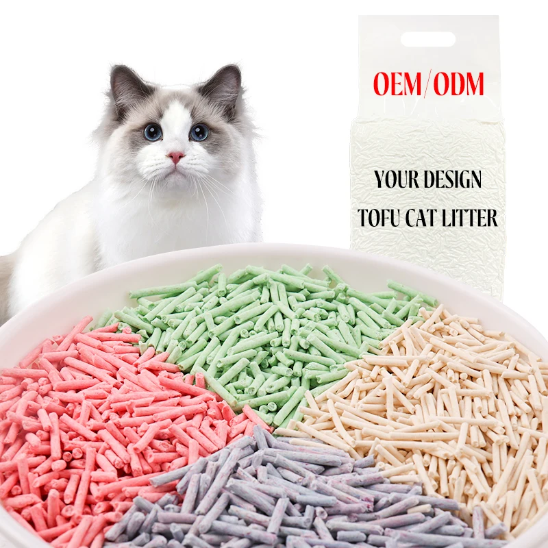 Eco-Friendly Natural Dust Free 2.0mm strip shape tofu Cat sand Quickly Clumping Odor Control Flushable Tofu Cat Litter