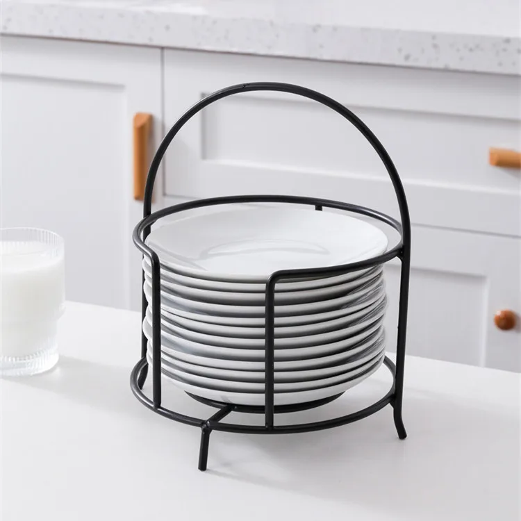 Durable nordic concise design wedding home used round white ceramic platter dinner plates porcelain with rack