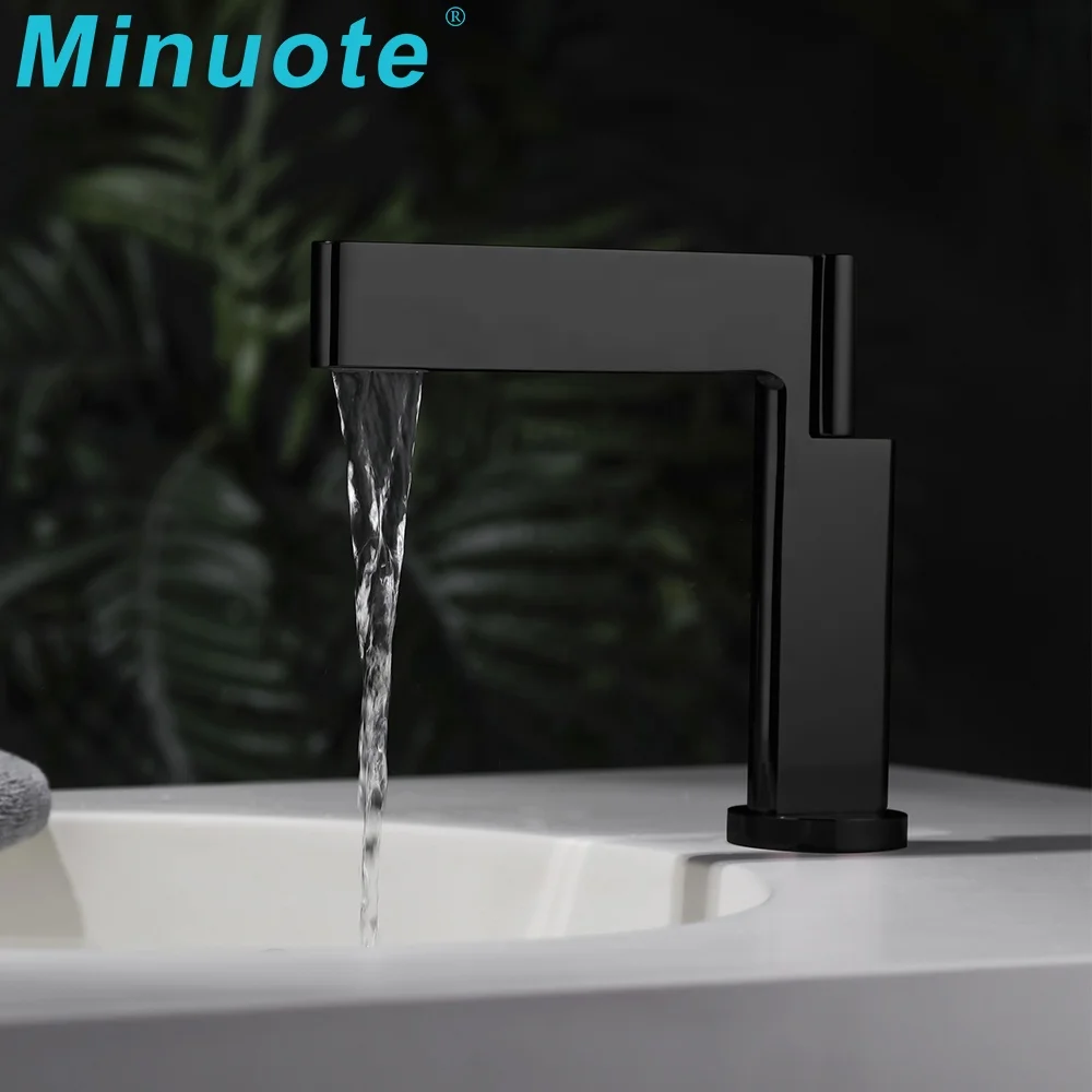 2024 New Hot Sale Black Brass Extra Long Spout Single Handle One Hole Basin Sink Mixer Faucet Bathroom Tap