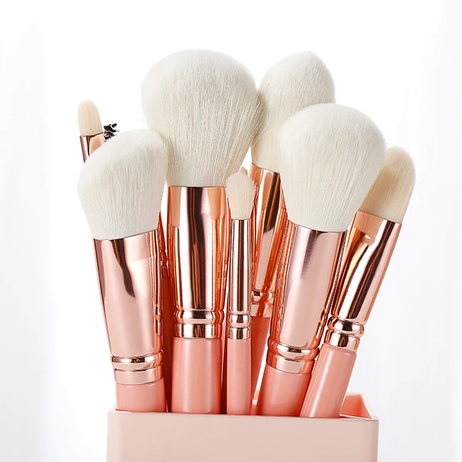 10 pcs hot selling fashion cosmetic beauty tools rose gold bright pink Professional makeup brushes set for daily makeup HXT-011