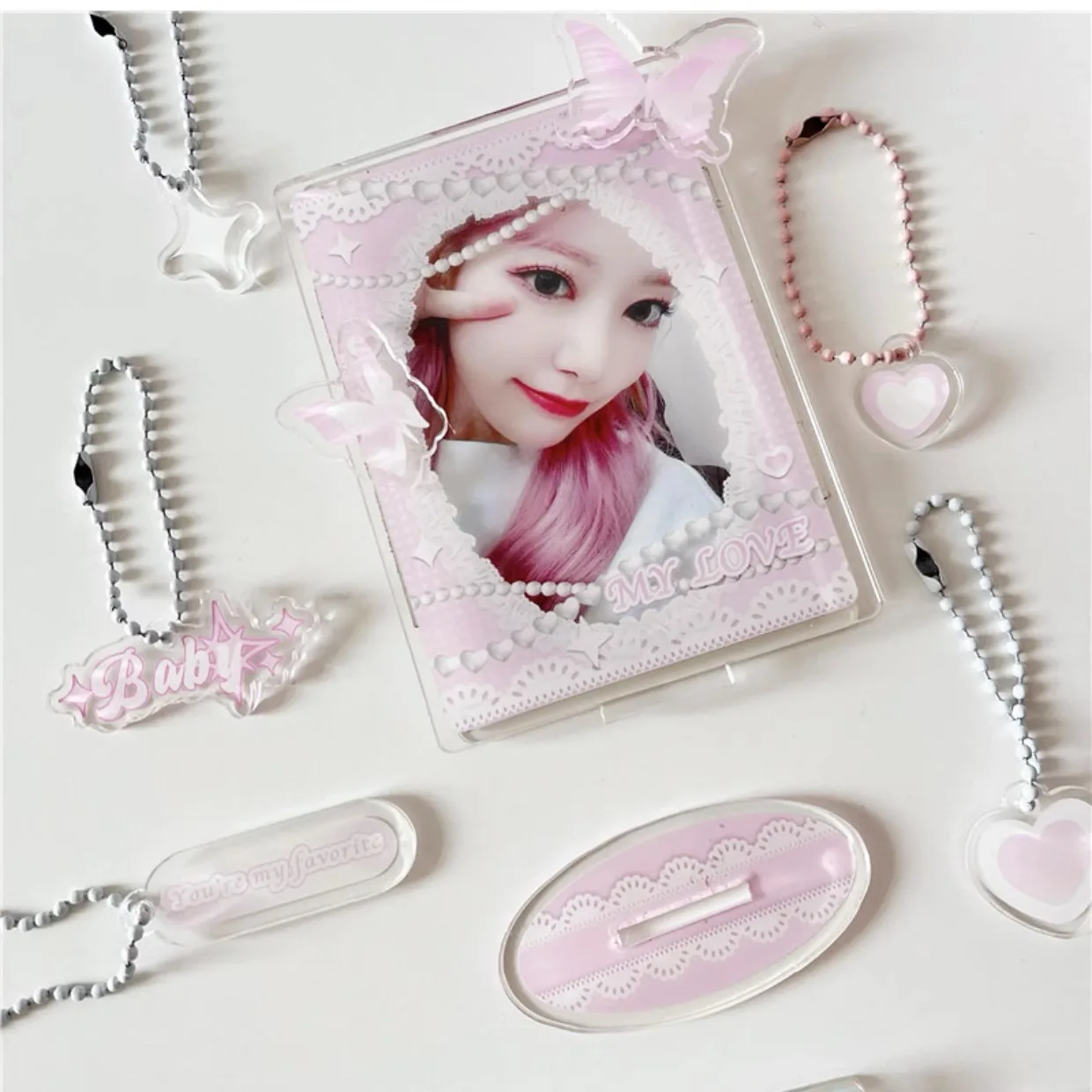 Custom Ins Transparent Custom 3 inch Acrylic Photocard Holder Cute Design Plastic Acrylic Photo Card Holder