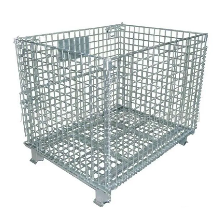 Galvanized coated wire mesh container wire pallet cage for warehouse storage