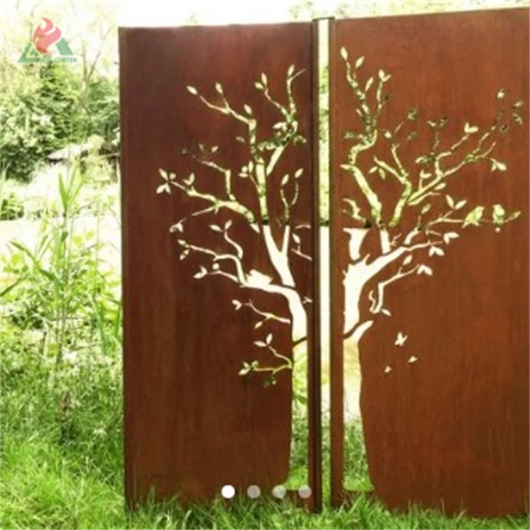 Corten стальной китайский стиль Европейский Стиль двусторонний экран наружный садовый для красоты